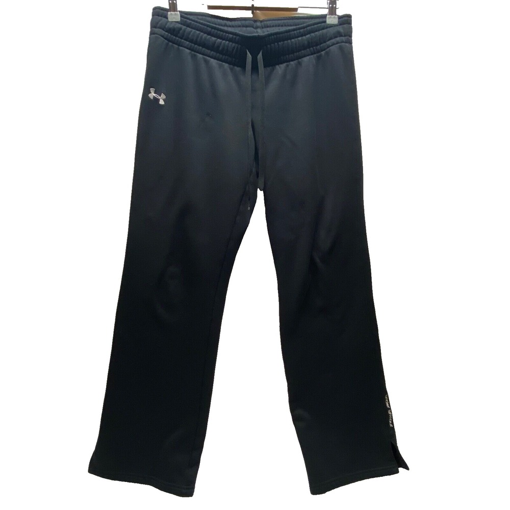 Under Armour Athletic Pants Women's Small Black Split Hem Activewear Please Read